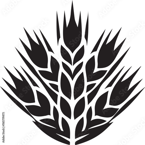 Wheat sheaf silhouette vector EPS file. Perfect for farming, agriculture, and rustic-themed designs. Scalable, clean, and ideal for creative projects. photo