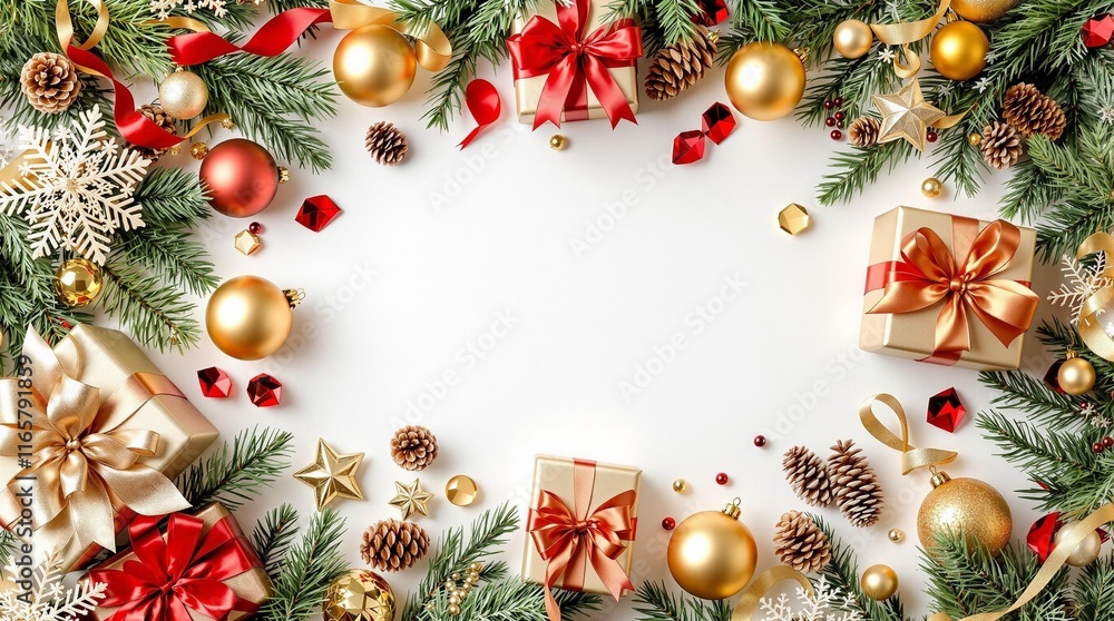 Festive Christmas decoration background with gifts Festive Christmas decoration background with gifts