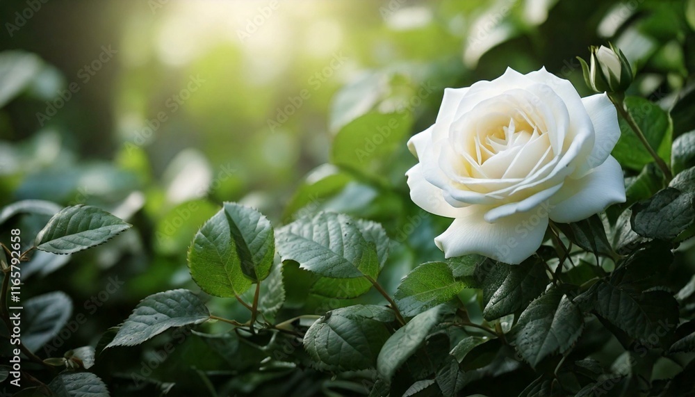 Fototapeta premium Kwiatowe tło z białą różą