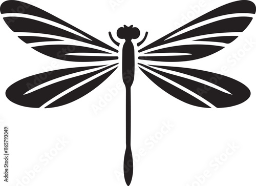 Delicate dragonfly silhouette vector EPS file. Perfect for nature-inspired designs, branding, and decor. Scalable, clean, and ideal for creative projects.