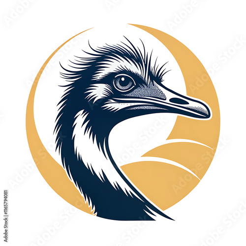 Ostrich  head logo silhouette vector art illustration photo