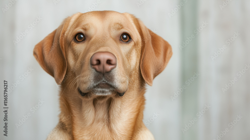 Close-up of a golden retriever with soft expression Close-up of a golden retriever with soft expression