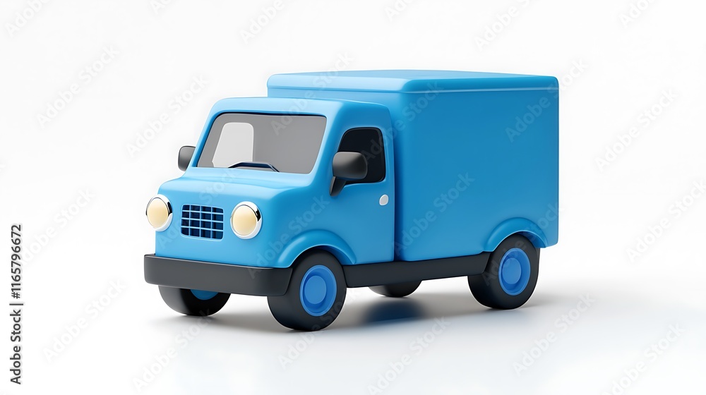 A blue delivery truck on white background. A blue delivery truck on white background.