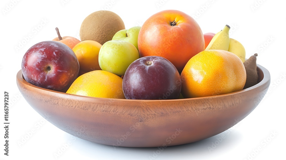 Bowl filled with different fruits on white background. Bowl filled with different fruits on white background.