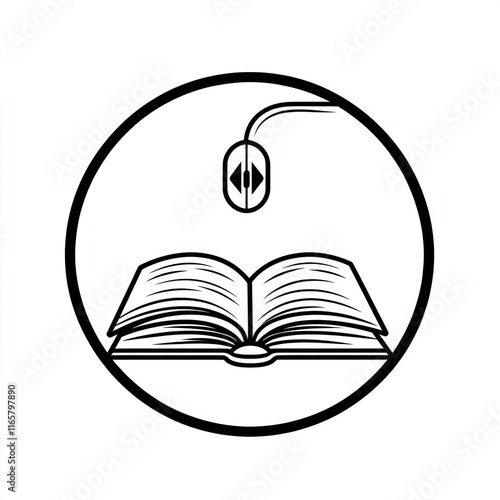 Digital Mouse Hovering Over Open Book photo