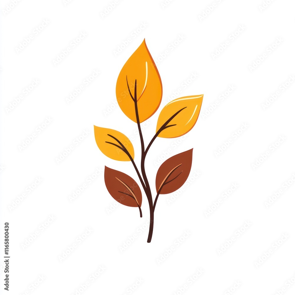 Autumn Branch With Orange And Brown Leaves Autumn Branch With Orange And Brown Leaves