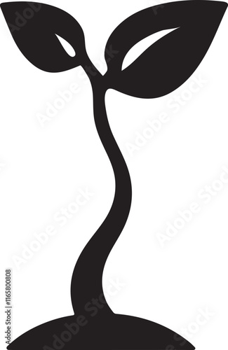 Sprouting plant silhouette vector EPS file. Ideal for nature, growth, and eco-friendly designs. Scalable, clean, and perfect for creative projects.