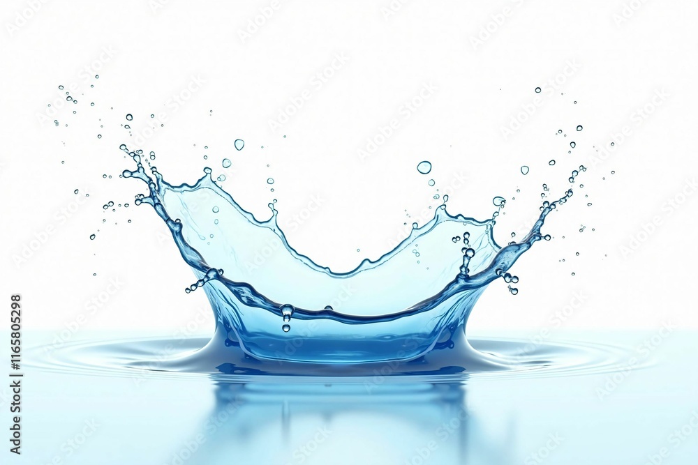 Dynamic Water Splash with Droplet Impact - Close-Up of Freshness and Clarity Dynamic Water Splash with Droplet Impact - Close-Up of Freshness and Clarity