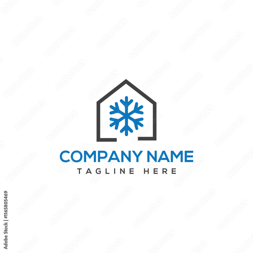 Fototapeta premium Heating Cooling Home Residential Emblem Logo Vector