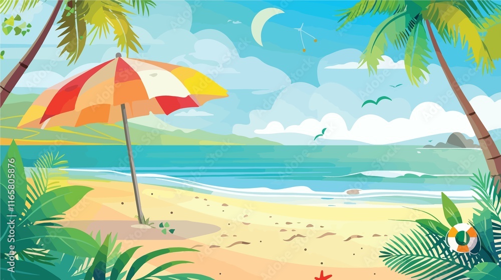 Vibrant Summer Fun Concept Design with Creative Background Vibrant Summer Fun Concept Design with Creative Background
