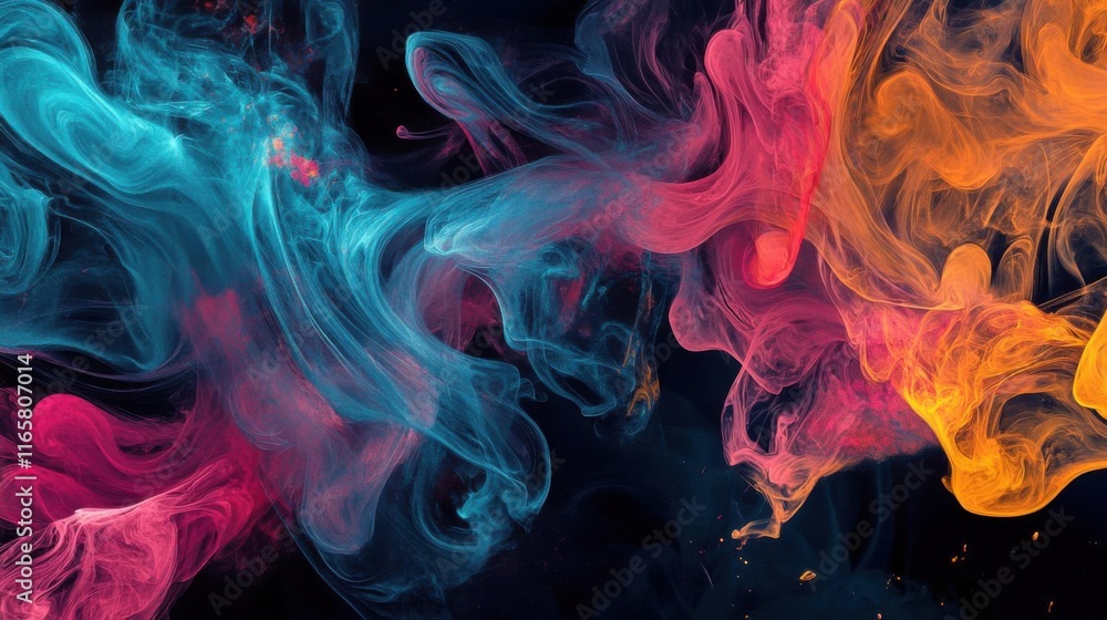 Obraz premium Abstract Colorful Ink Swirls, Fluid Art