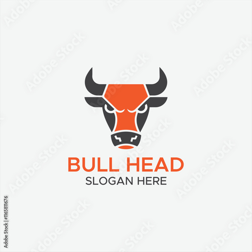 Bull head logo design. Creative bull horns symbol. Vector illustration.
