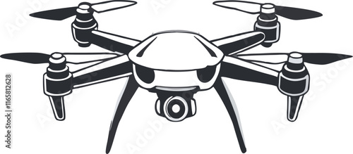 Drone silhouette vector, drone camera icon black silhouette