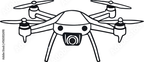 Drone silhouette vector, drone camera icon black silhouette