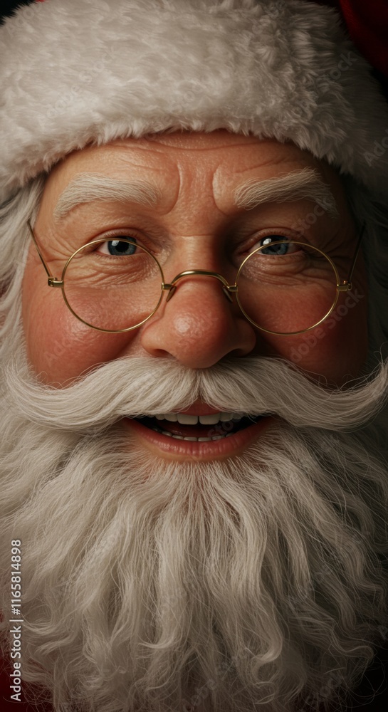 Close up of face of Santa Claus with White Beard, Christmas, Holiday, Zoom In, Zoomed Portrait Close up of face of Santa Claus with White Beard, Christmas, Holiday, Zoom In, Zoomed Portrait