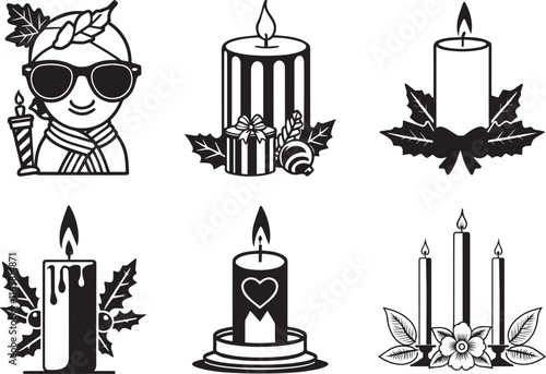 Candelabras Day Bundle vector silhouette illustration 