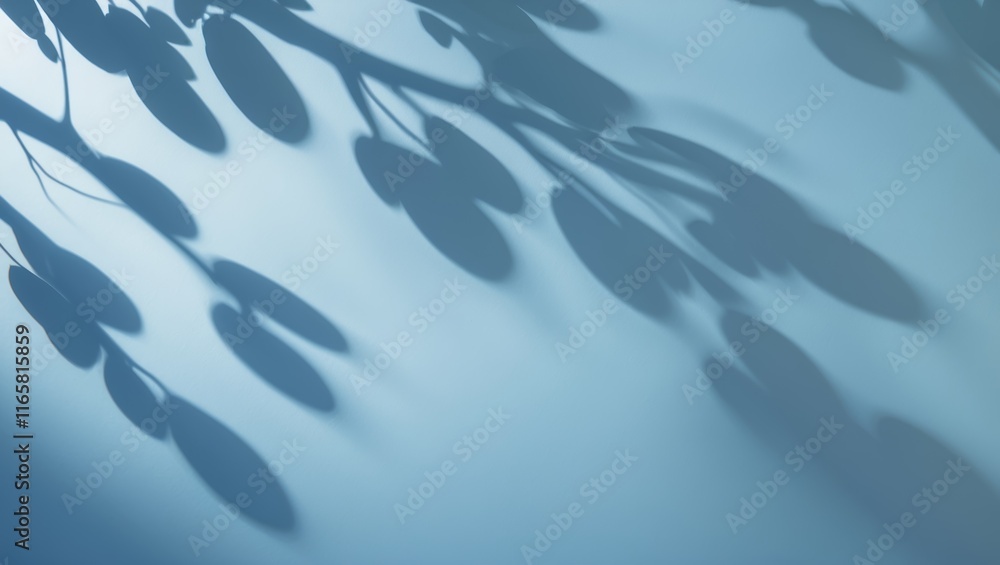 Light blue background with tree shadows for display Light blue background with tree shadows for display