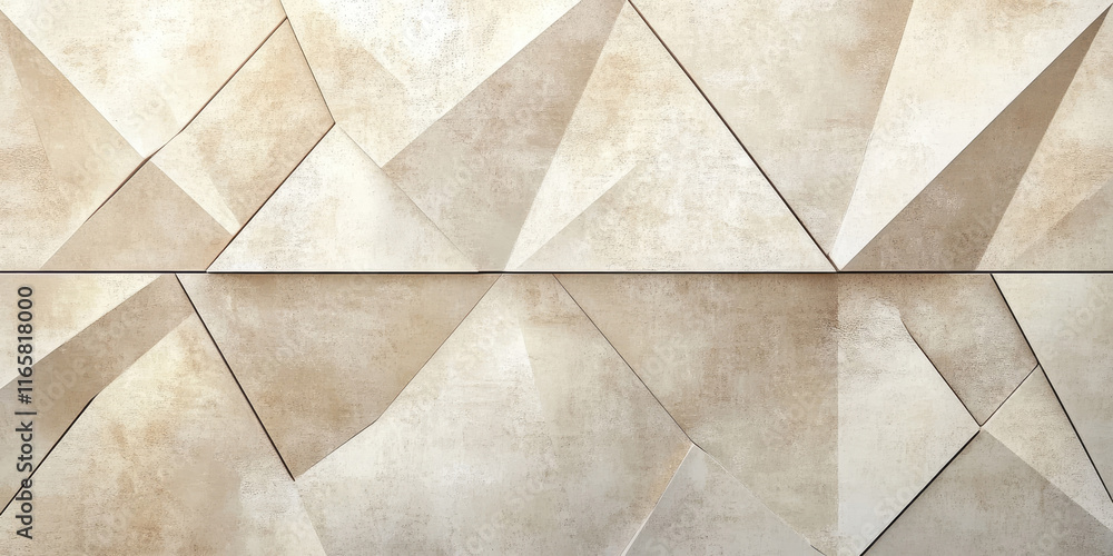 Concrete Geometry: A minimalist space defined by a wall of interlocking triangular panels, casting intriguing shadows and creating a sense of depth Concrete Geometry: A minimalist space defined by a wall of interlocking triangular panels, casting intriguing shadows and creating a sense of depth