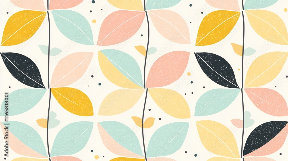 Pastel leaf pattern, seamless design. Pastel leaf pattern, seamless design.