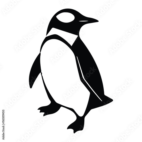 penguin vector silhuette illustration art vector on white background