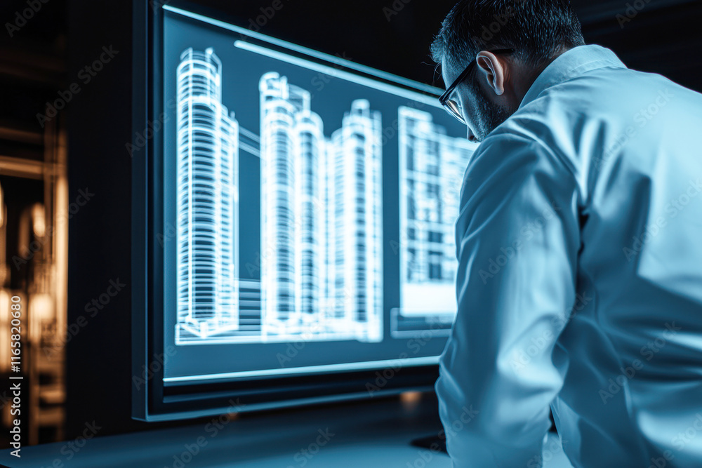 Fototapeta premium Professional perspective on innovative urban office space visualization