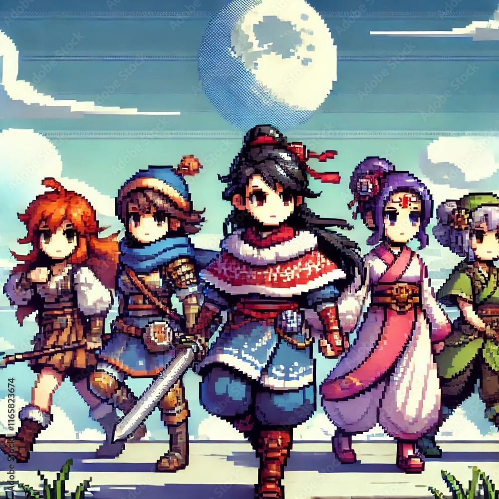 Fototapeta premium hero vector design with weapon,pixel art