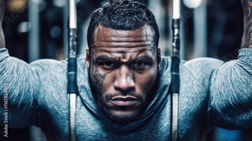 Focused Individual Lifting Weights in Modern Gym
