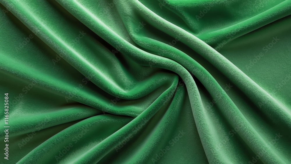 Fototapeta premium Soft green velvet fabric background with text space