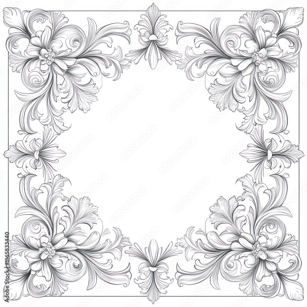 Intricate Floral Design Frame Elegant Baroque Style Intricate Floral Design Frame Elegant Baroque Style