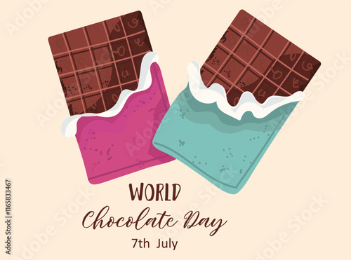 World Chocolate Day or International Chocolate Day with melted chocolate drips vector illustration