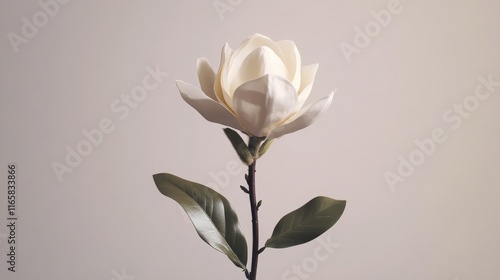 Stunning magnolia flower with delicate petals against a soft neutral background
