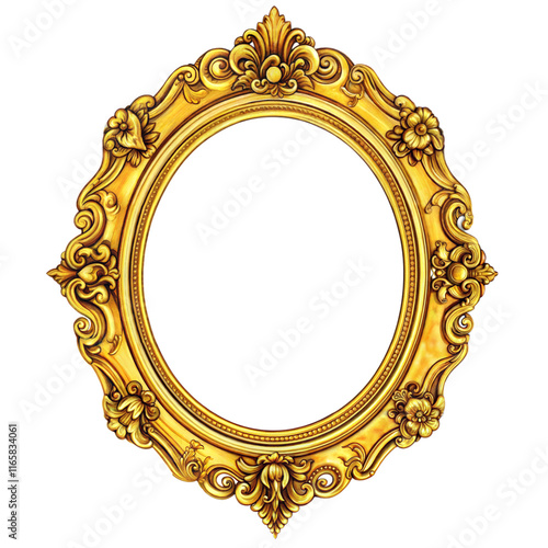 A Gilded Ornate Frame, a Canvas for Timeless Elegance on a White or Clear Surface PNG Transparent Background.