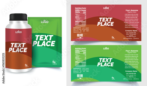 Product label design template, cosmetic packaging design, pharma packaging, jar labels, pills bottle label design set illustration