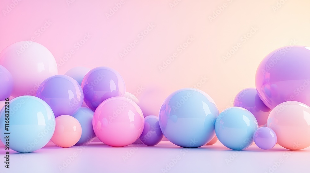 Colorful Abstract Spheres Arrangement on Soft Gradient Background Colorful Abstract Spheres Arrangement on Soft Gradient Background