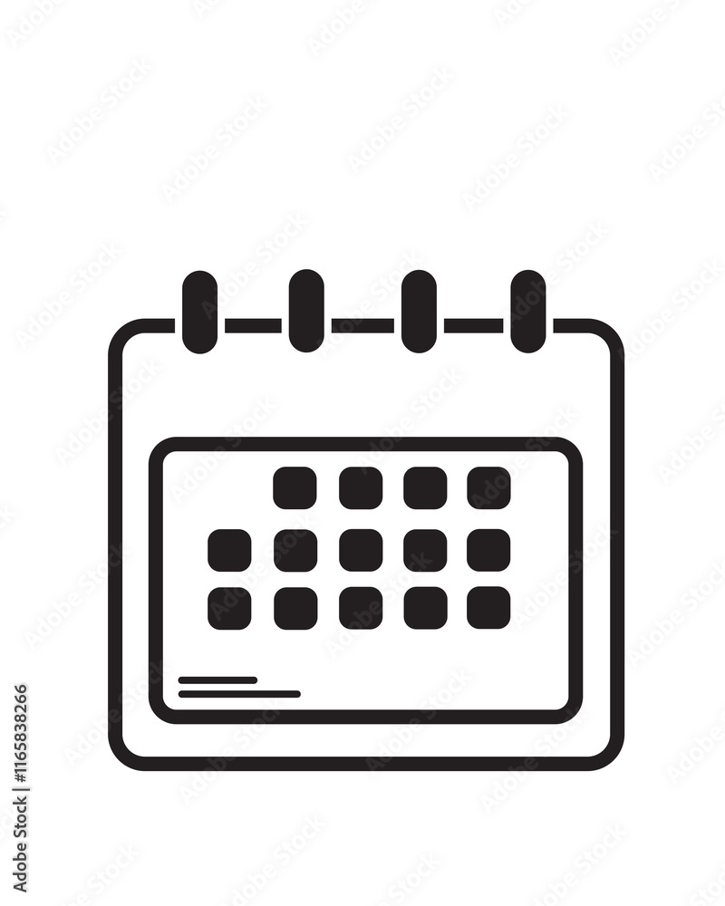 Calendar icon with black line vector Calendar icon with black line vector