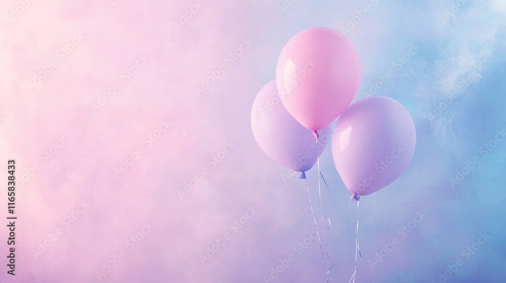 Soft Pastel Balloons Against a Lightly Colored Background Soft Pastel Balloons Against a Lightly Colored Background