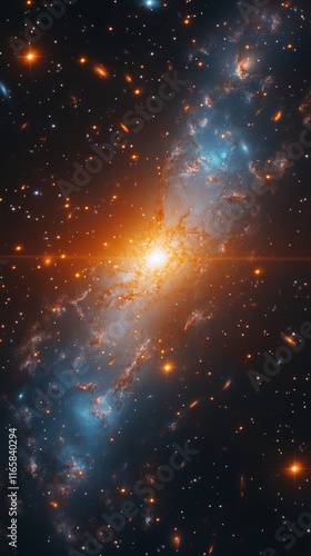 Stunning view of a galaxy cluster with bright stars and cosmic phenomena in d...