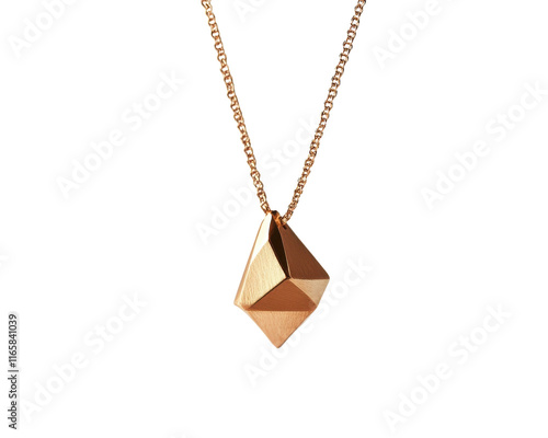 Wallpaper Mural Elegant geometric pendant necklace with a golden finish, isolated on white background. Torontodigital.ca