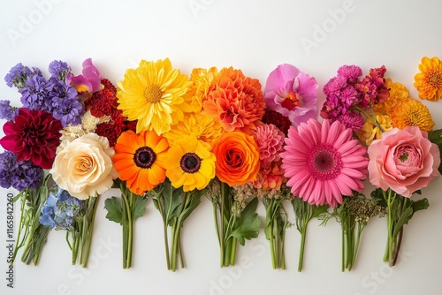 Wallpaper Mural Colorful arrangement of fresh flowers in various shades displayed against a simple background Torontodigital.ca