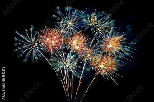 Vibrant Fireworks Display in the Night Sky for New Year’s Celebration