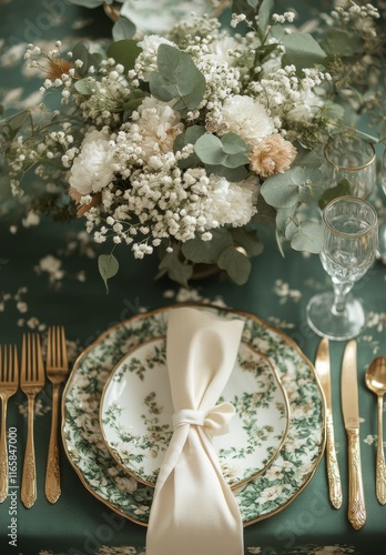 Elegant table setting with floral centerpiece for a spring gathering