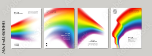 Vector illustration. Modern art graphic. Dynamic rainbow spectrum flow. Flowing gradient colorful wave. Design elements for poster, cover, magazine, layout, brochure, flyer. Copy space background