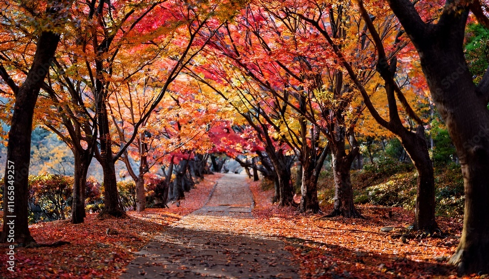 Naklejka premium Enjoy the gentle rustle of leaves underfoot during walks. 