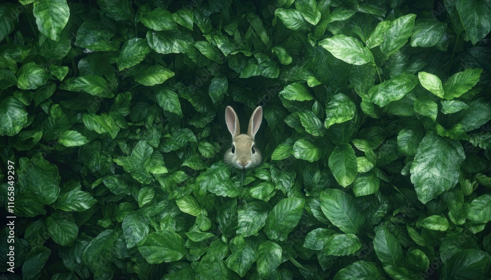 Obraz premium Dive into the Whimsical World of Funny Cartoon with Bunny Ears A comic strip-style cartoon featuring silly antics involving bunny ears and explore the charming appeal of a bunny rabbit hiding amongst