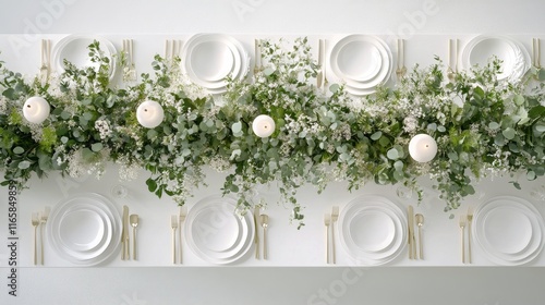 Elegant dining table setup with greenery and candles for a special occasion i...