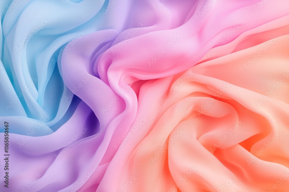Obraz premium Experience the gentle beauty of draped fabric in pastel hues, a symphony of colors creating a visual expression of springtime joy and peaceful tranquility This soft abstract showcases the delicate