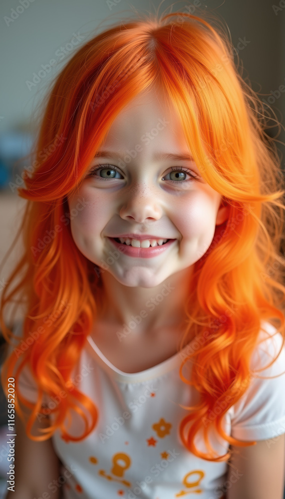 A playful little girl with bright orange hair, showcasing her vibrant personality and joyful imagination, perfectly capturing the essence of childhood. A playful little girl with bright orange hair, showcasing her vibrant personality and joyful imagination, perfectly capturing the essence of childhood.