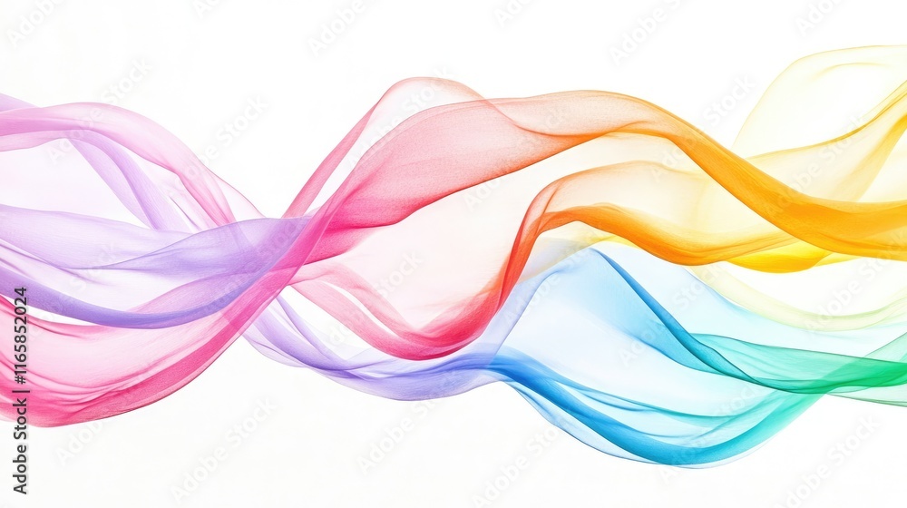 Colorful flowing waves of silk fabric on a white background Colorful flowing waves of silk fabric on a white background