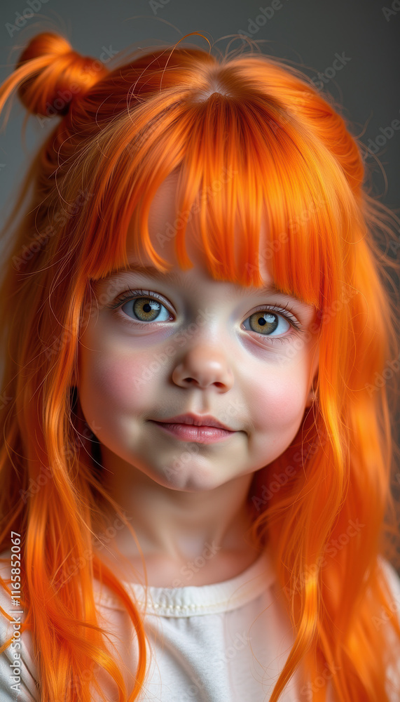 A cute little girl with vibrant orange hair, showcasing her vibrant personality and joyful spirit, perfectly embodying the enchanting magic of childhood. A cute little girl with vibrant orange hair, showcasing her vibrant personality and joyful spirit, perfectly embodying the enchanting magic of childhood.