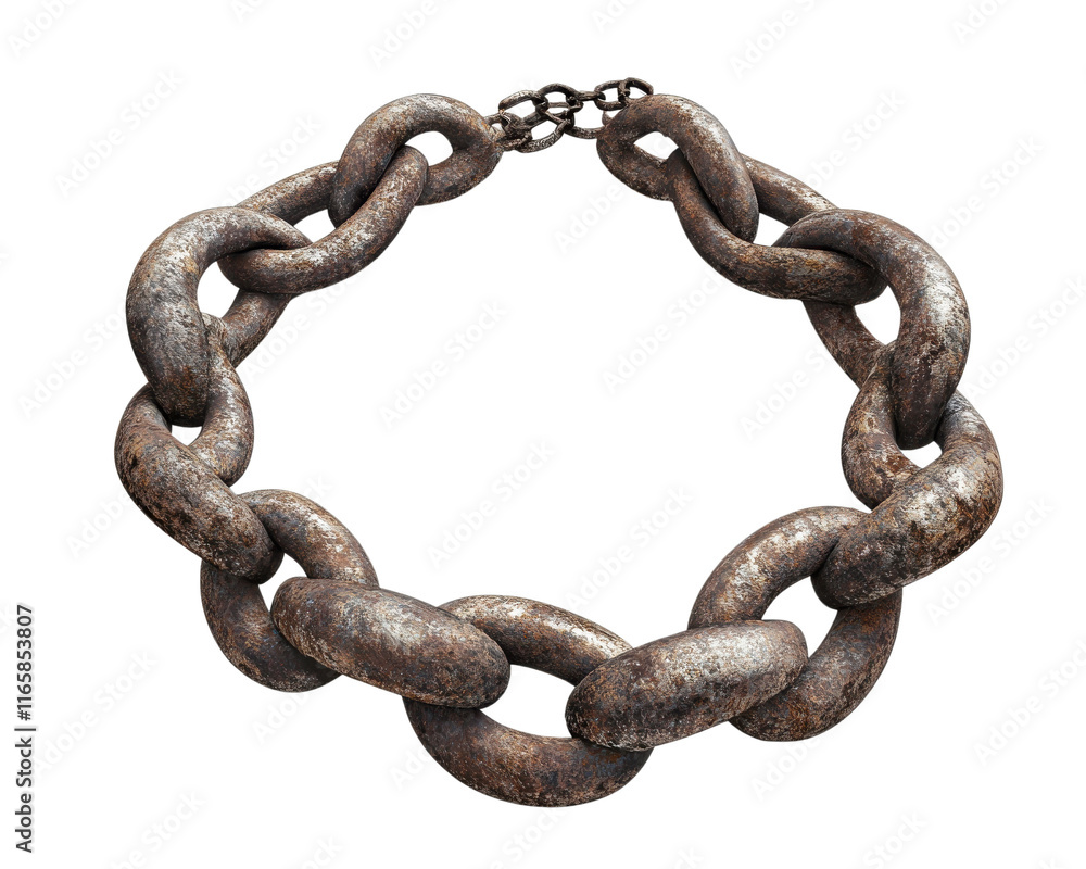 Fototapeta premium Heavy metal chain necklace on a white isolate background.